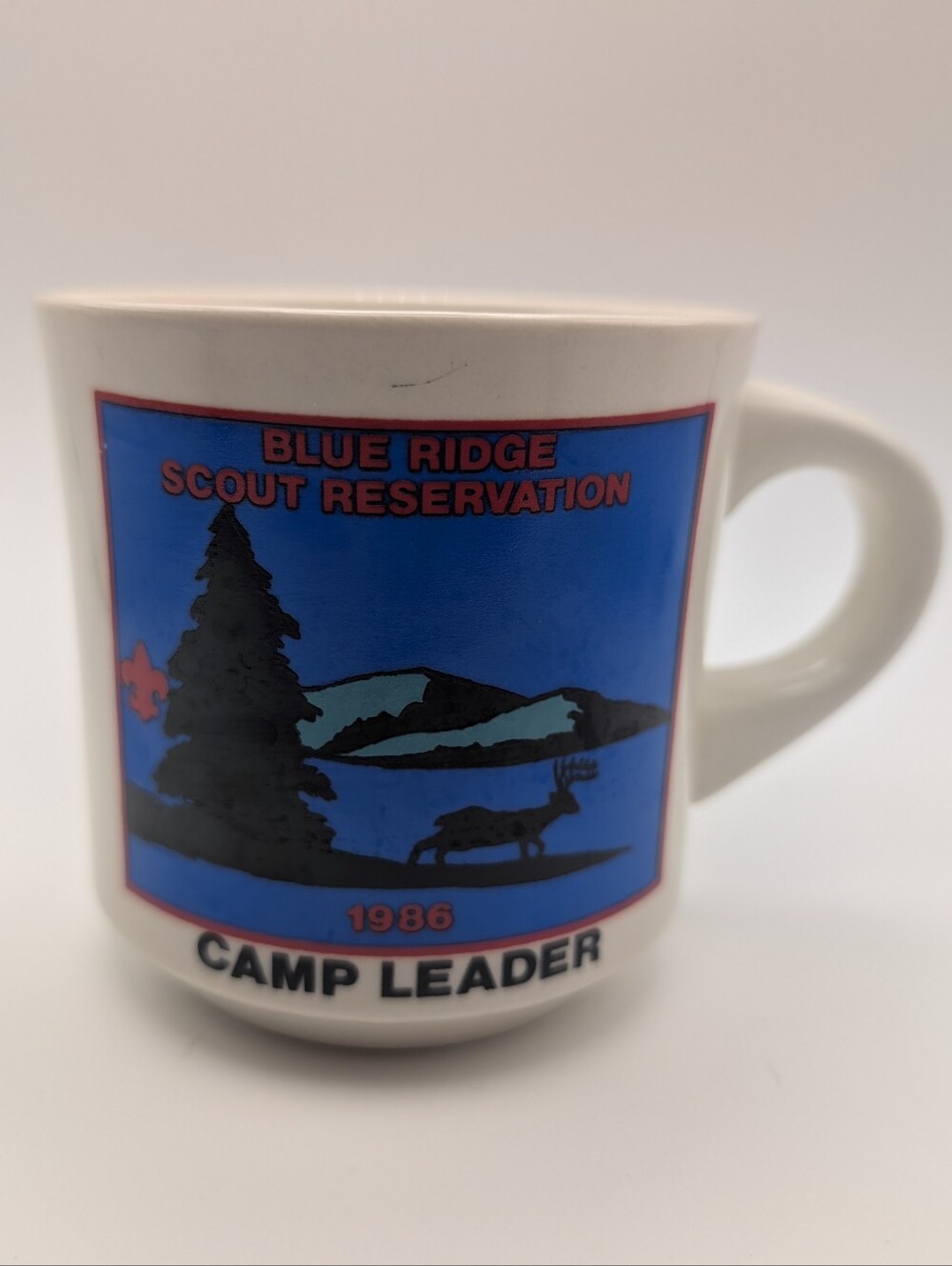 Vintage Boy Scouts Coffee Mug Blue Ridge Scout Reservation 1986 Camp Leader BSA